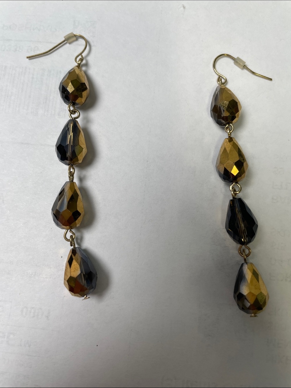 IRIDESCENT FACETED DANGLE EARRINGS FTL-09-121